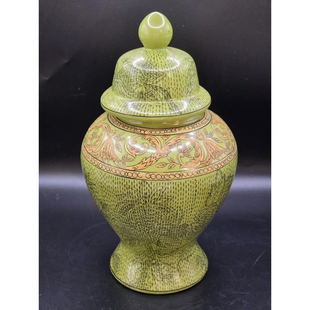 Vintage Oriental Accent Ceramic Ginger Jar Vase with Lid by Oriental Accent...
